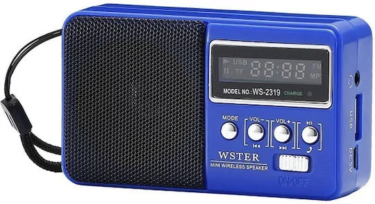 Φωτογραφία προϊόντος: WSTER WS-2319 Φορητό Ραδιόφωνο Επαναφορτιζόμενο με Bluetooth και USB Μπλε