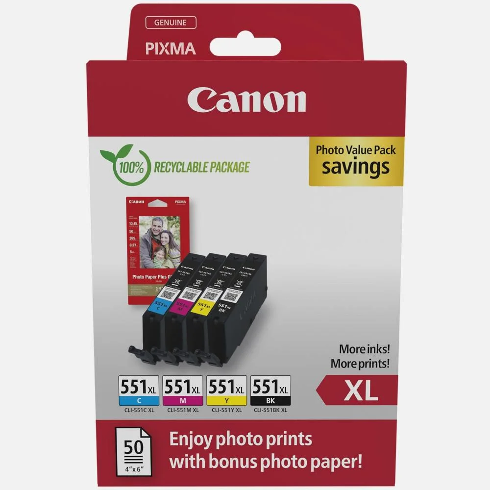 Φωτογραφία προϊόντος: Canon Μελάνι Inkjet CLI-551XL CMYK Photo Value Pack (6443B008) (CANCLI-551XLPVP)