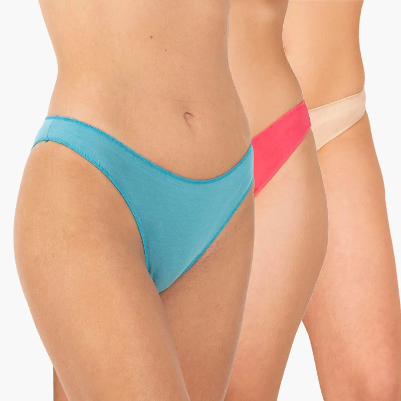 Φωτογραφία προϊόντος: AA UNDERWEAR AA-UNDERWEAR Bikini Κυλοτάκι 3 τμχ Cotton - Modal Τιρκουάζ, Κοραλί, Μπεζ