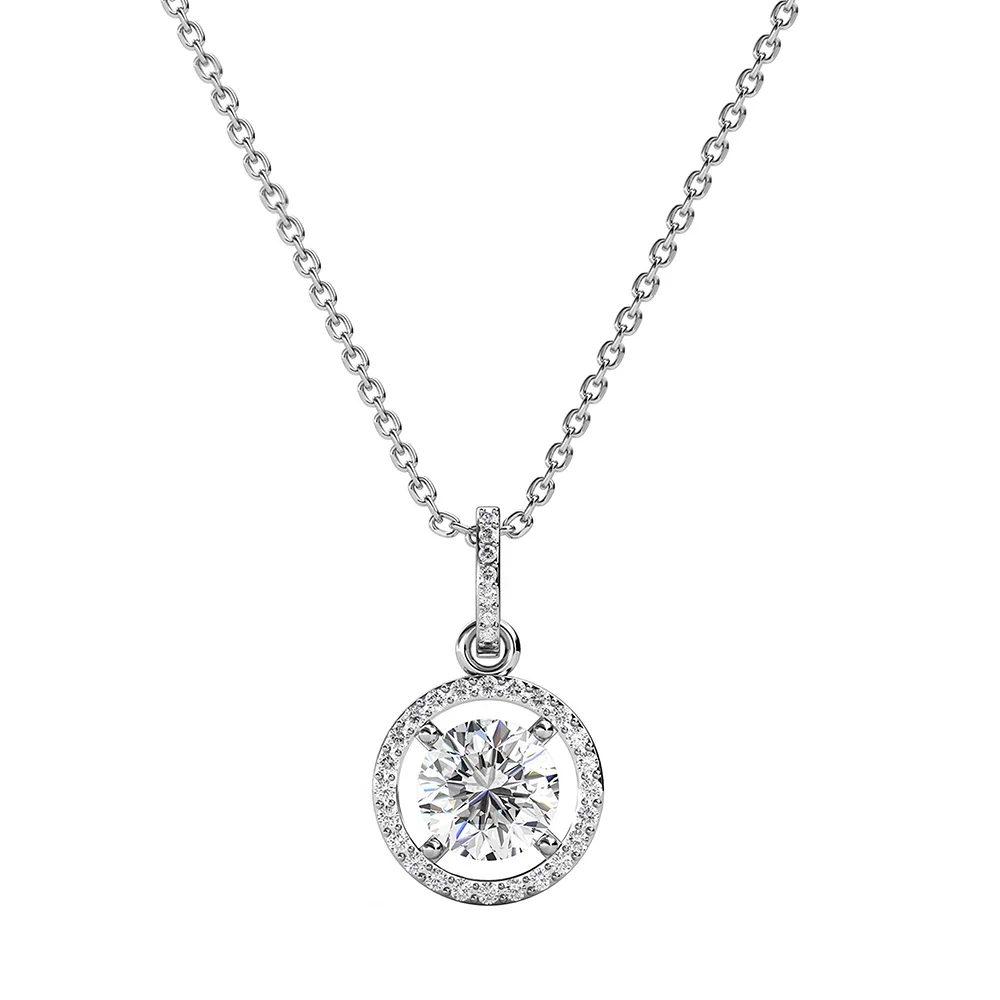Φωτογραφία προϊόντος: Κολιέ Μονόπετρο με Moissanite Diamonds από Ασήμι KL3520