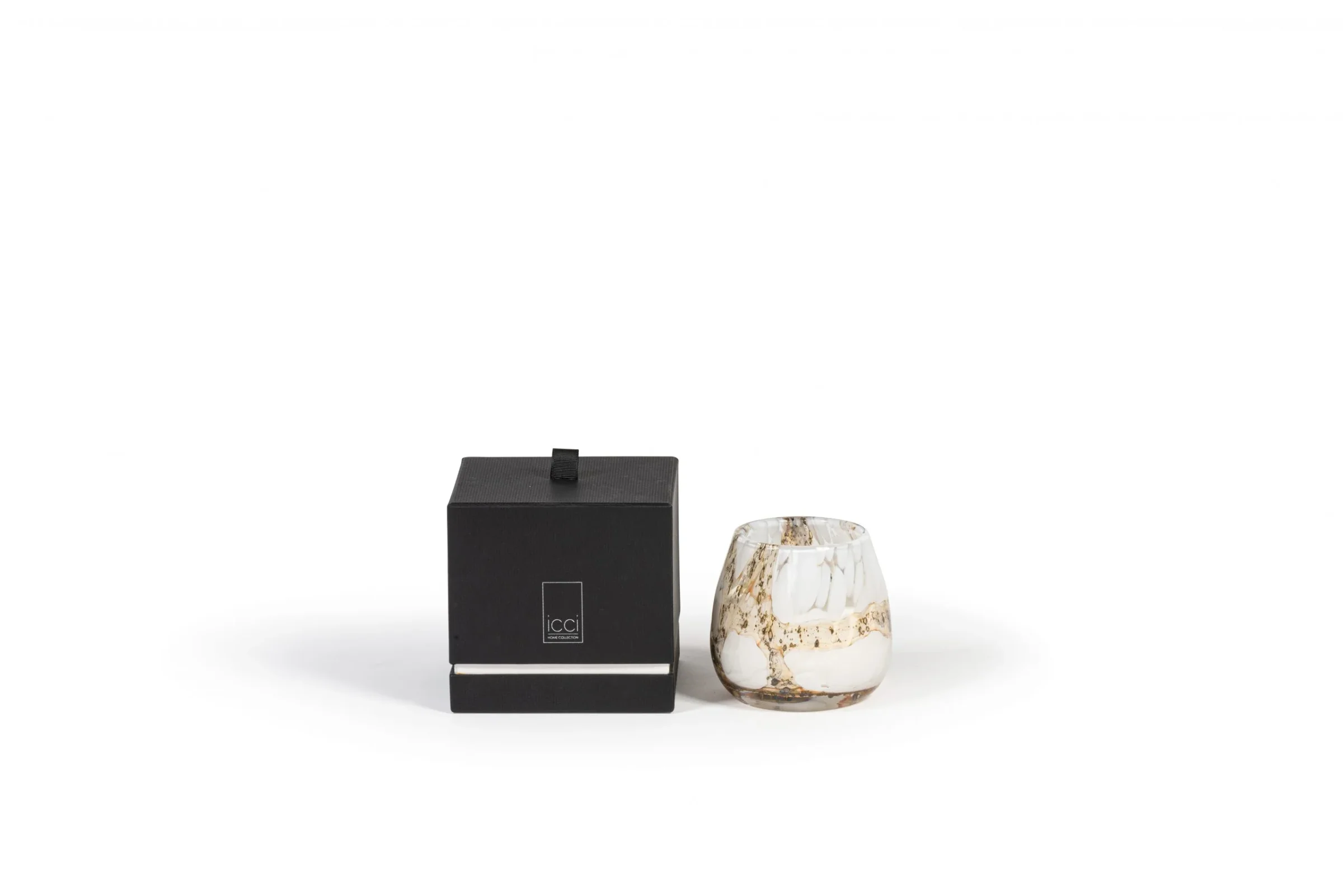 Φωτογραφία προϊόντος: Scented candle with white spots, amber brown + lava finish (21 Secret de Provence) 8 cm x 9 cm