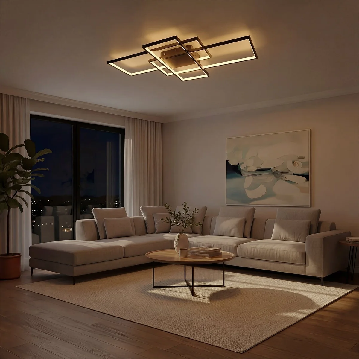 Φωτογραφία προϊόντος: Globostar kelvo® QUADRA KLV-101-0296 Φωτιστικό Οροφής LED 120W 12000lm 120° AC 220-240V IP20 Ρυθμιζόμενο Λευκό CCT με Χειριστήριο από 2700K έως 6000K Dimmable - Lumileds SMD Chip - Μαύρο Ματ