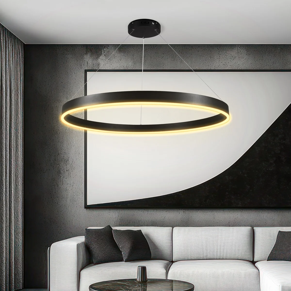 Φωτογραφία προϊόντος: Globostar kelvo® VENOM KLV-101-0193 Κρεμαστό Φωτιστικό Οροφής LED 75W 7500lm 120° AC 220-240V IP20 Ρυθμιζόμενο Λευκό CCT με Χειριστήριο από 2700K έως 6000K Dimmable - Lumileds SMD Chip - Μαύ