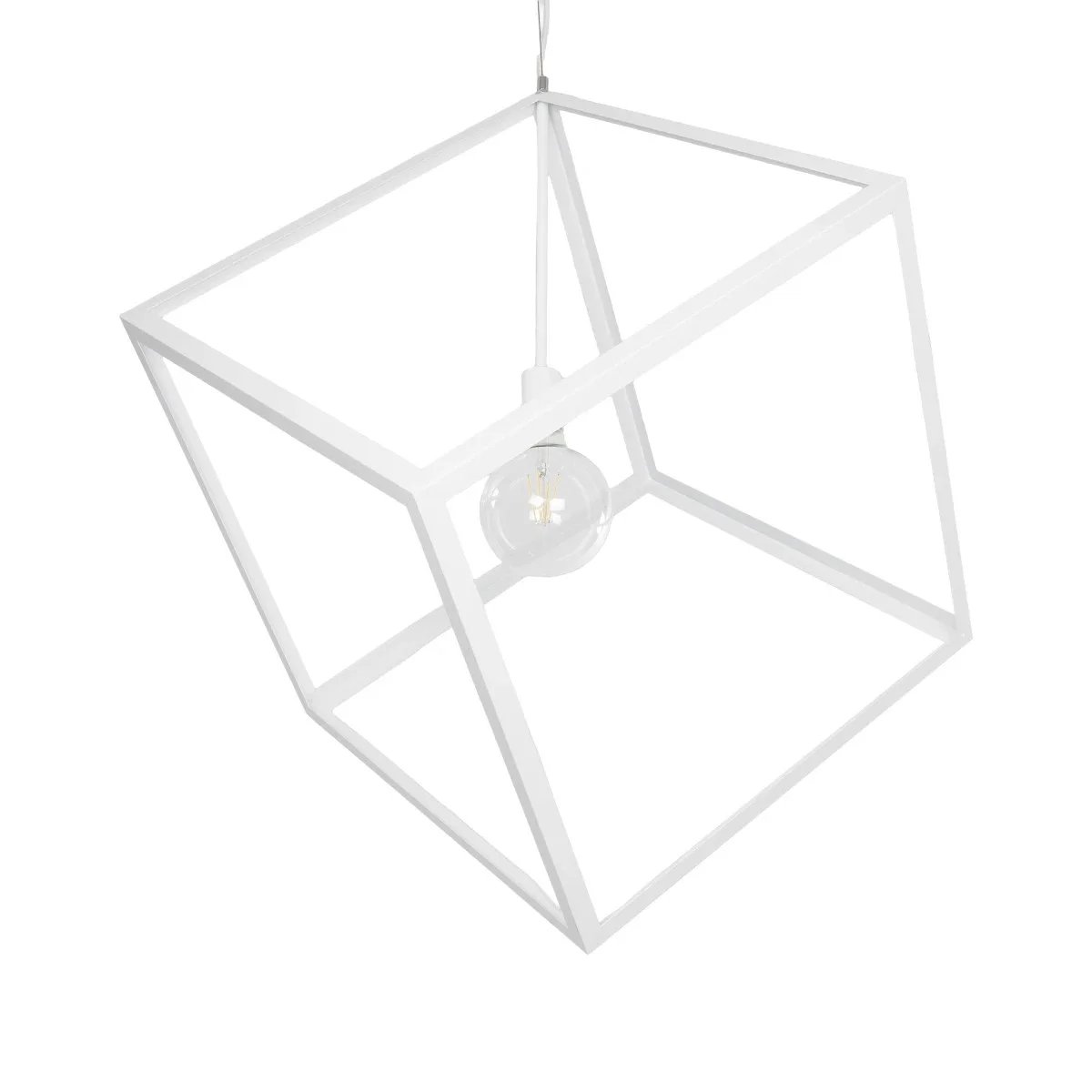 Φωτογραφία προϊόντος: GLOBOSTAR® CUBE 999-0217 Μοντέρνο Κρεμαστό Φωτιστικό Οροφής με Ντουί 1 x E27 AC 220-240V IP20 - Λευκό - Μ70 x Π70 x Y87cm