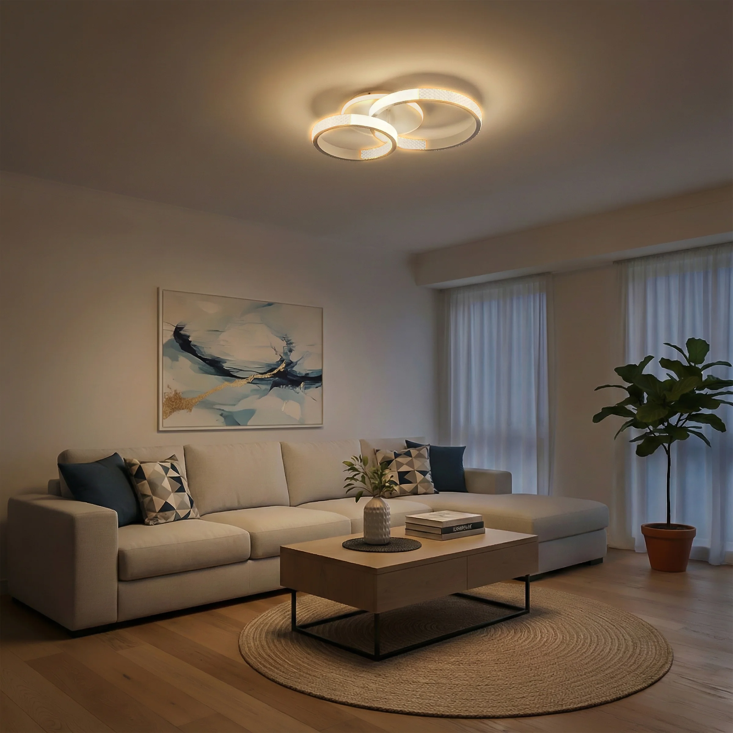 Φωτογραφία προϊόντος: Globostar kelvo® DIAMOND KLV-101-0224 Φωτιστικό Οροφής LED 67W 6700lm 360° AC 220-240V IP20 Ρυθμιζόμενο Λευκό CCT με Χειριστήριο από 2700K έως 6000K Dimmable - Lumileds SMD Chip - Λευκό Ματ