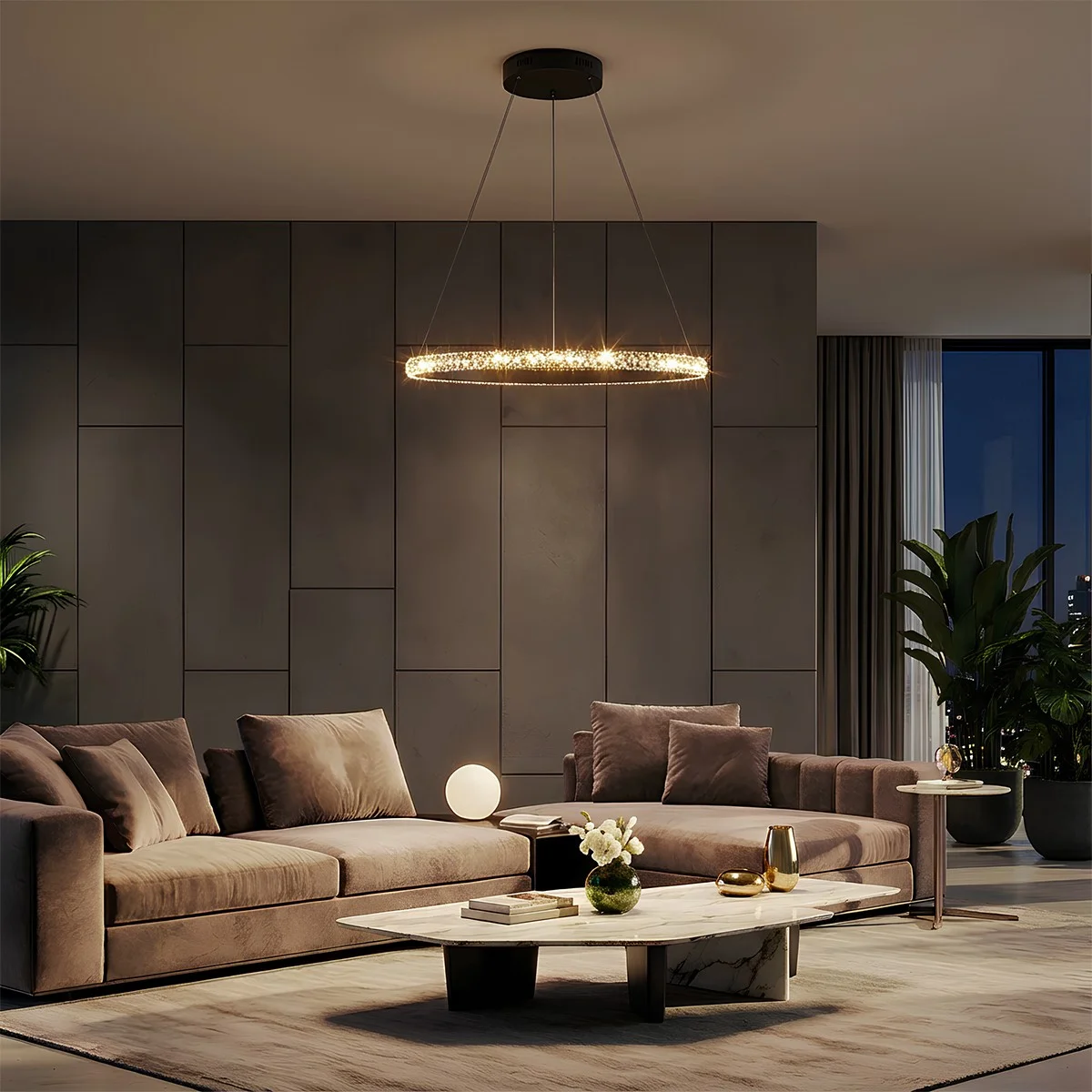 Φωτογραφία προϊόντος: Globostar kelvo® DIAMOND KLV-101-0229 Κρεμαστό Φωτιστικό Οροφής LED 45W 4500lm 180° AC 220-240V IP20 Ρυθμιζόμενο Λευκό CCT με Χειριστήριο από 2700K έως 6000K Dimmable - Lumileds SMD Chip - Μ