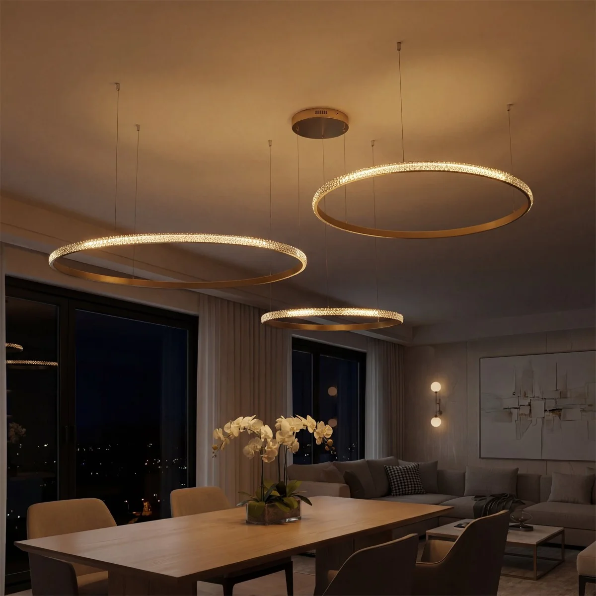 Φωτογραφία προϊόντος: Globostar kelvo® DIAMOND KLV-101-0246 Κρεμαστό Φωτιστικό Οροφής LED 150W 15000lm 180° AC 220-240V IP20 Ρυθμιζόμενο Λευκό CCT με Χειριστήριο από 2700K έως 6000K Dimmable - Lumileds SMD Chip -