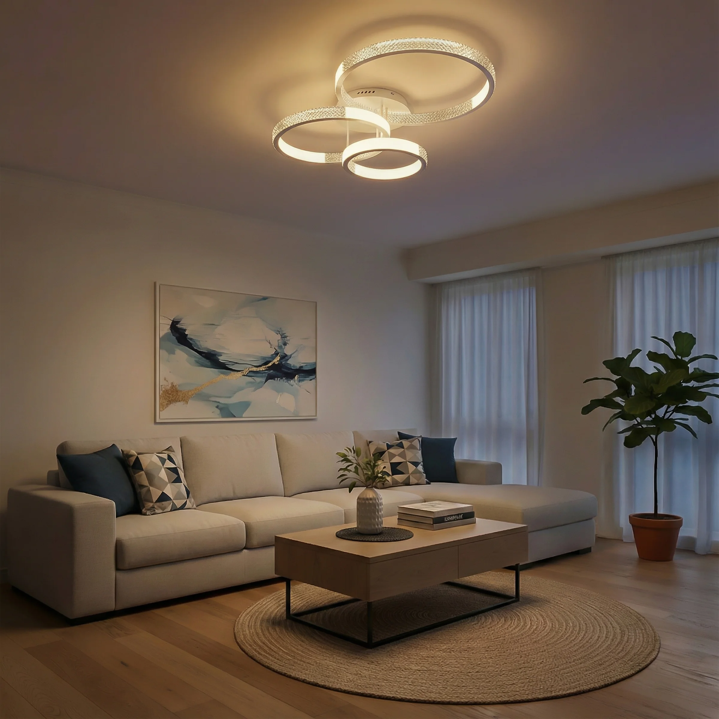 Φωτογραφία προϊόντος: Globostar kelvo® DIAMOND KLV-101-0227 Φωτιστικό Οροφής LED 100W 10000lm 360° AC 220-240V IP20 Ρυθμιζόμενο Λευκό CCT με Χειριστήριο από 2700K έως 6000K Dimmable - Lumileds SMD Chip - Λευκό Μα