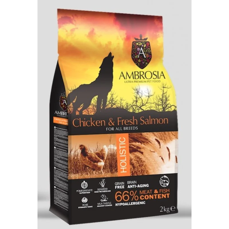 Φωτογραφία προϊόντος: AMBROSIA GRAIN-FREE DOG ADULT CHICKEN + FRESH SALMON 12kg