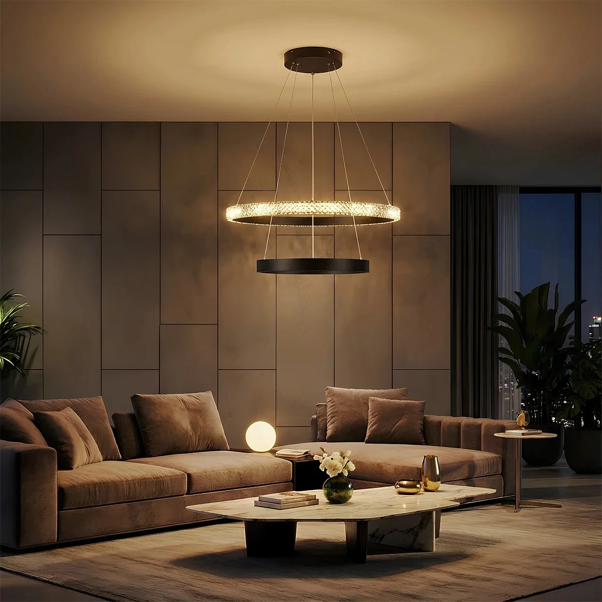 Φωτογραφία προϊόντος: Globostar kelvo® DIAMOND KLV-101-0235 Κρεμαστό Φωτιστικό Οροφής LED 75W 7500lm 360° AC 220-240V IP20 Ρυθμιζόμενο Λευκό CCT με Χειριστήριο από 2700K έως 6000K Dimmable - Lumileds SMD Chip - Μ