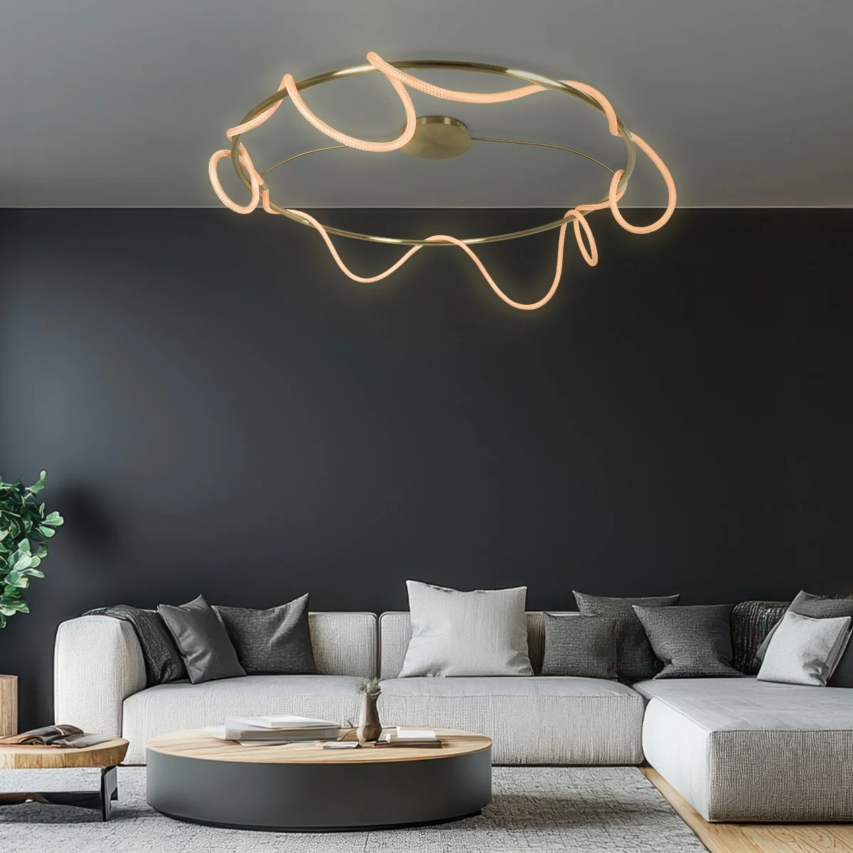 Φωτογραφία προϊόντος: Globostar kelvo® GLOW KLV-101-0151 Φωτιστικό Οροφής LED 89W 8900lm 360° AC 220-240V IP20 Ρυθμιζόμενο Λευκό CCT με Χειριστήριο από 2700K έως 6000K Dimmable - Lumileds SMD Chip - Χρυσό Πλατίνα