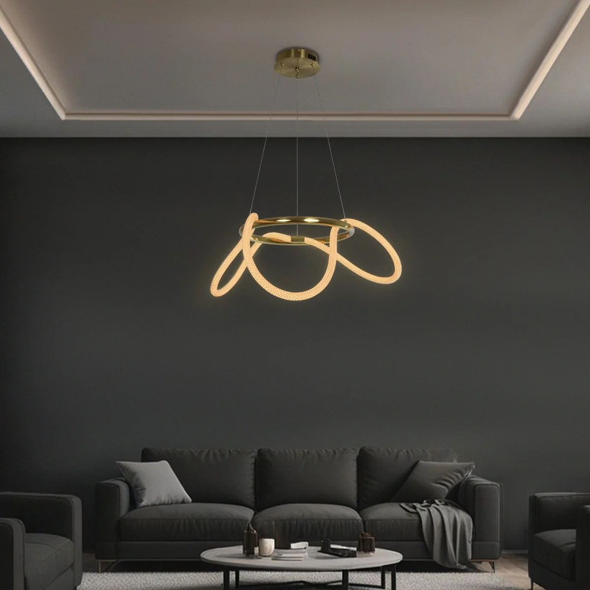 Φωτογραφία προϊόντος: Globostar kelvo® GLOW KLV-101-0162 Κρεμαστό Φωτιστικό Οροφής LED 36W 3600lm 360° AC 220-240V IP20 Ρυθμιζόμενο Λευκό CCT με Χειριστήριο από 2700K έως 6000K Dimmable - Lumileds SMD Chip - Χρυσ