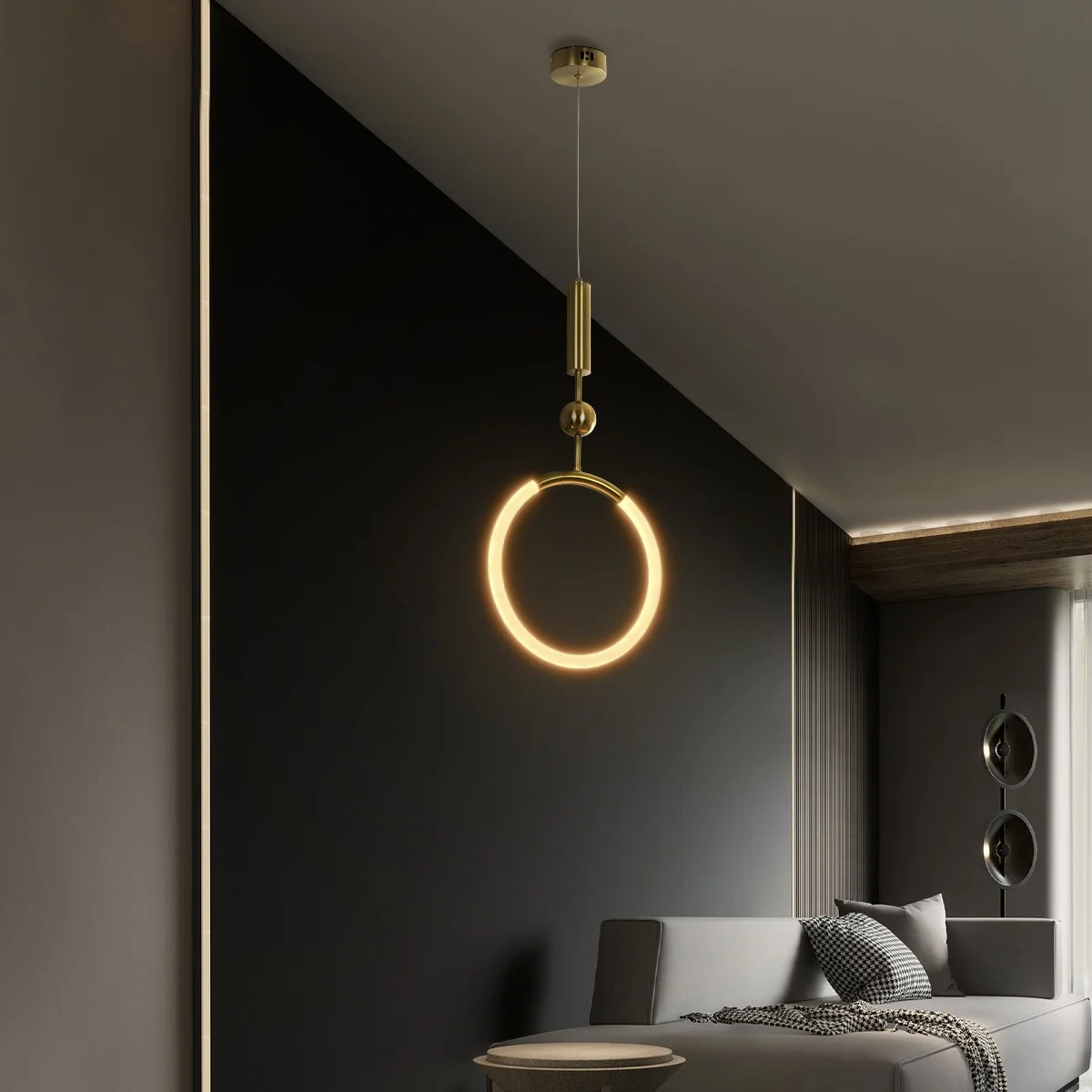 Φωτογραφία προϊόντος: Globostar kelvo® GLOW KLV-101-0175 Κρεμαστό Φωτιστικό Οροφής LED 18W 1800lm 360° AC 220-240V IP20 Ρυθμιζόμενο Λευκό CCT με On/Off 2700K/4500K/6000K - Lumileds SMD Chip - Χρυσό Πλατίνα - Μ30
