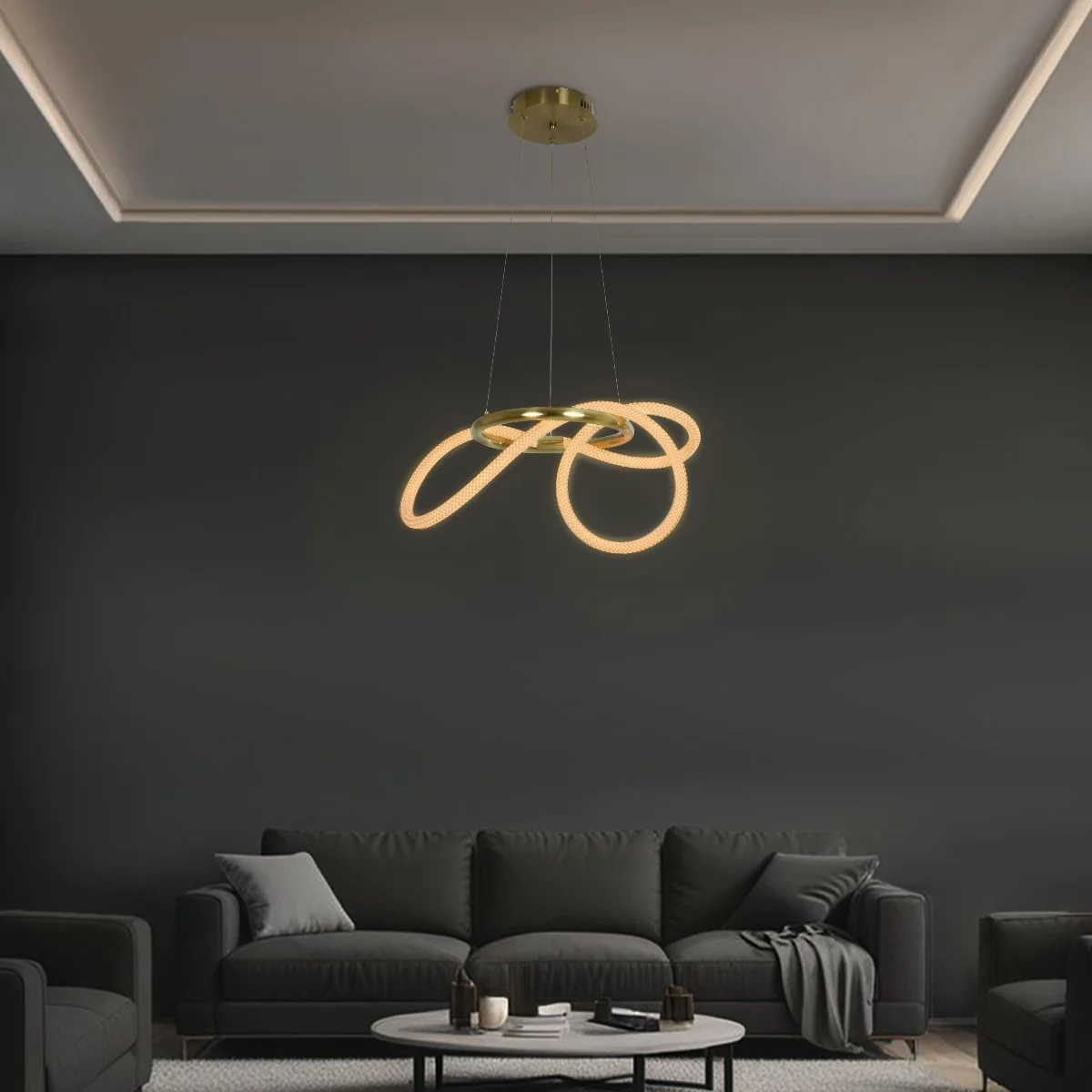Φωτογραφία προϊόντος: Globostar kelvo® GLOW KLV-101-0161 Κρεμαστό Φωτιστικό Οροφής LED 30W 3000lm 360° AC 220-240V IP20 Ρυθμιζόμενο Λευκό CCT με Χειριστήριο από 2700K έως 6000K Dimmable - Lumileds SMD Chip - Χρυσ