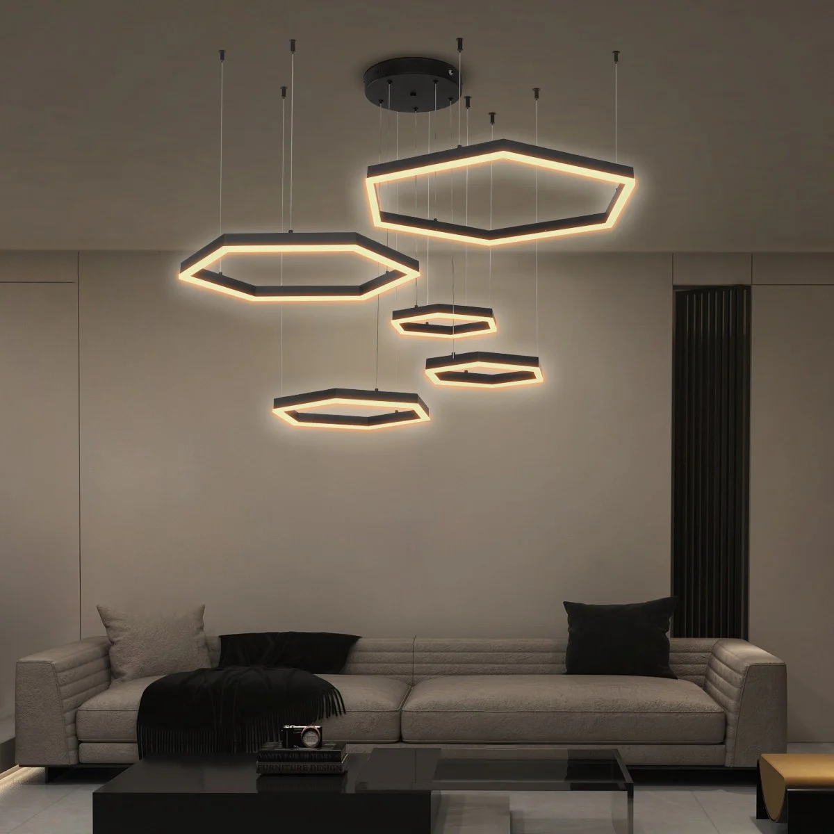 Φωτογραφία προϊόντος: Globostar kelvo® LEXAGON KLV-101-0179 Κρεμαστό Φωτιστικό Οροφής LED 120W 12000lm 200° AC 220-240V IP20 Ρυθμιζόμενο Λευκό CCT με Χειριστήριο από 2700K έως 6000K Dimmable - Lumileds SMD Chip -