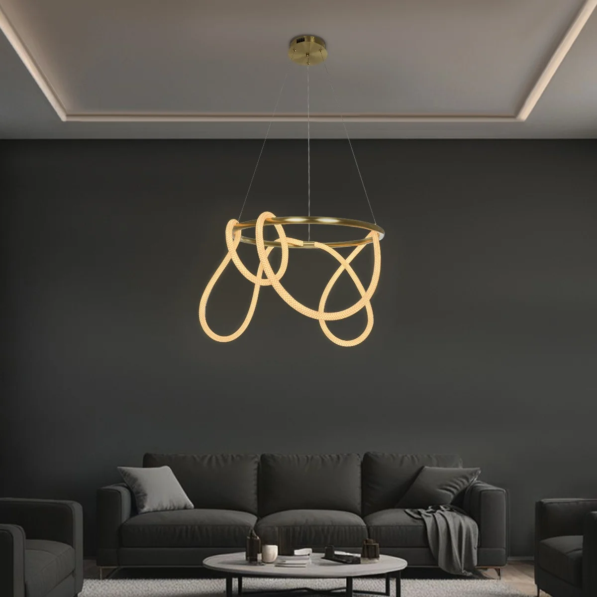 Φωτογραφία προϊόντος: Globostar kelvo® GLOW KLV-101-0163 Κρεμαστό Φωτιστικό Οροφής LED 58W 5800lm 360° AC 220-240V IP20 Ρυθμιζόμενο Λευκό CCT με Χειριστήριο από 2700K έως 6000K Dimmable - Lumileds SMD Chip - Χρυσ
