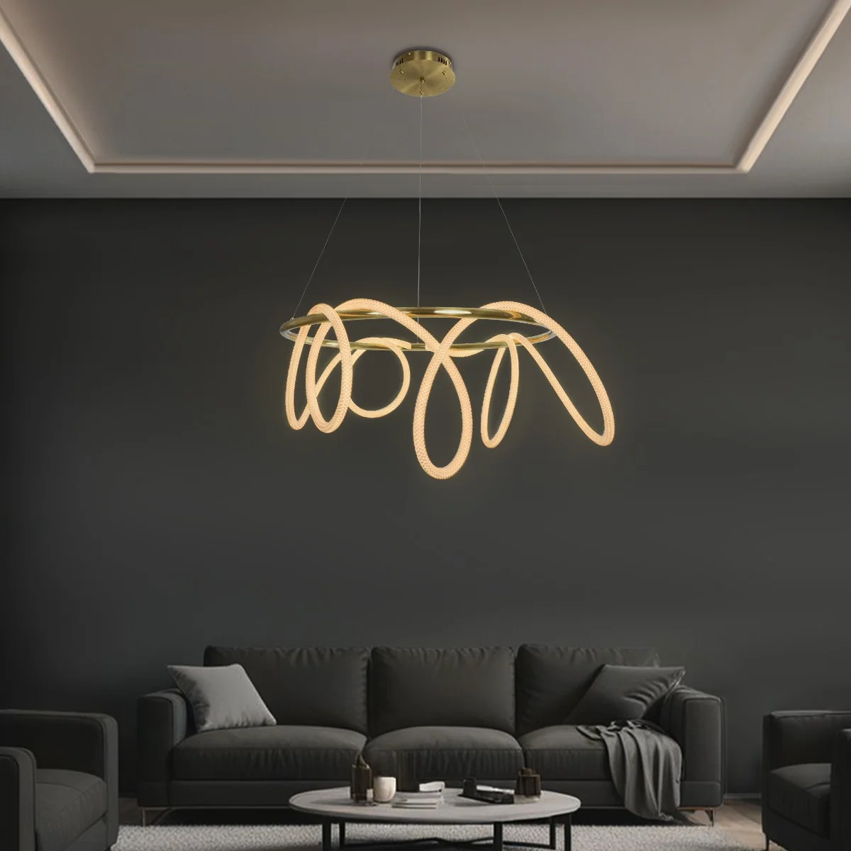 Φωτογραφία προϊόντος: Globostar kelvo® GLOW KLV-101-0164 Κρεμαστό Φωτιστικό Οροφής LED 69W 6900lm 360° AC 220-240V IP20 Ρυθμιζόμενο Λευκό CCT με Χειριστήριο από 2700K έως 6000K Dimmable - Lumileds SMD Chip - Χρυσ