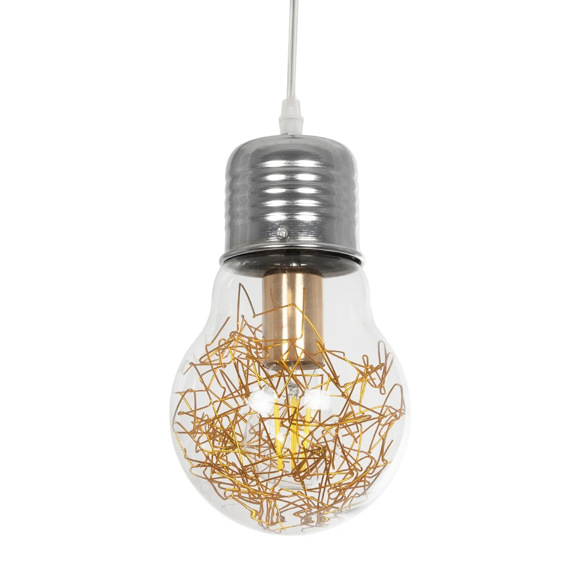 Φωτογραφία προϊόντος: GLOBOSTAR® LAMP 999-0056 Μοντέρνο Κρεμαστό Φωτιστικό Οροφής με Ντουί 1 x E27 AC 220-240V IP20 - Διάφανο, Χρυσό & Ασημί - Μ15 x Π15 x Υ27cm