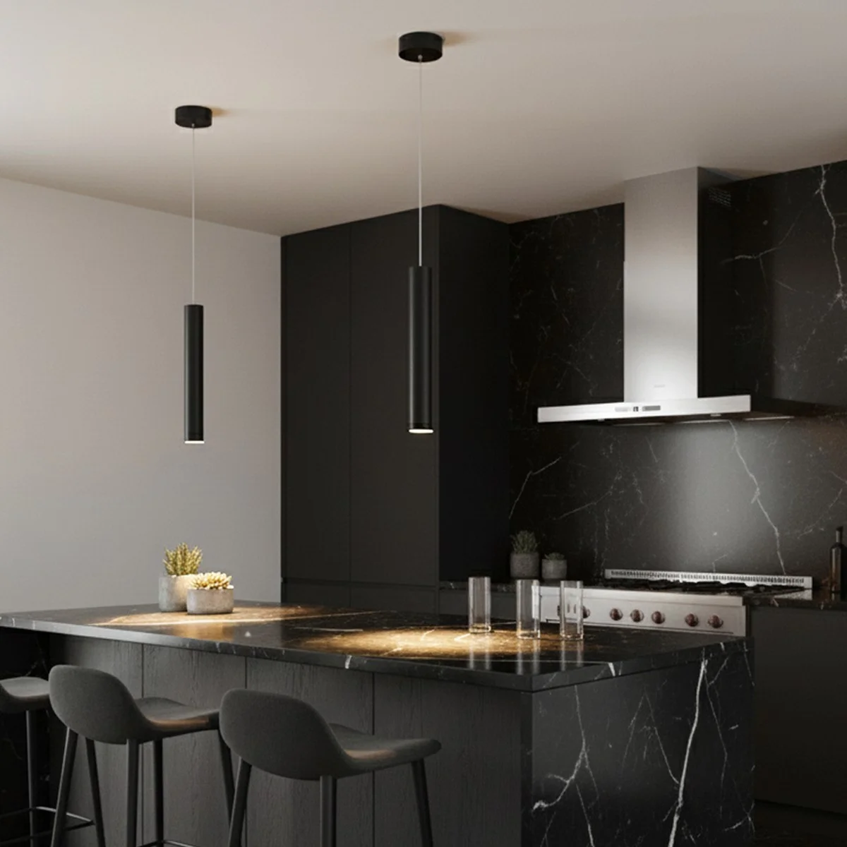 Φωτογραφία προϊόντος: Globostar kelvo® CANAL KLV-101-0070 Κρεμαστό Φωτιστικό Οροφής LED 7W 700lm 36° AC 220-240V IP20 Θερμό Λευκό 2700K - Bridgelux COB Chip & TÜV SÜD Driver - Μαύρο Ματ - Μ4 x Π4 x Υ30cm - 5 Χρόν