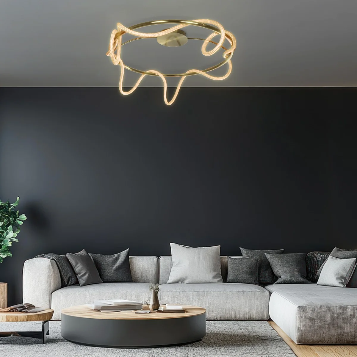 Φωτογραφία προϊόντος: Globostar kelvo® GLOW KLV-101-0150 Φωτιστικό Οροφής LED 65W 6500lm 360° AC 220-240V IP20 Ρυθμιζόμενο Λευκό CCT με Χειριστήριο από 2700K έως 6000K Dimmable - Lumileds SMD Chip - Χρυσό Πλατίνα
