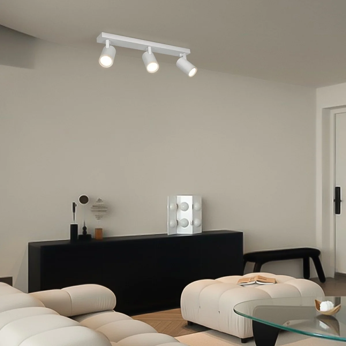 Φωτογραφία προϊόντος: Globostar kelvo® SPOTA KLV-101-0139 Κινούμενο Φωτιστικό Σποτ Οροφής για 3 Λάμπες MR16 με Ντουί GU10 AC 220-240V IP20 - Λευκό Ματ - Μ48 x Π6.2 x Υ14cm