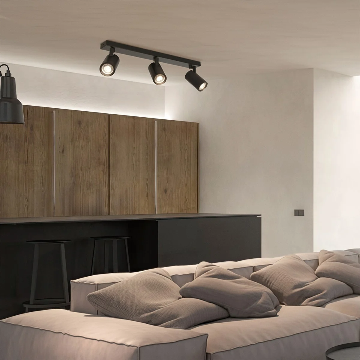Φωτογραφία προϊόντος: Globostar kelvo® SPOTA KLV-101-0138 Κινούμενο Φωτιστικό Σποτ Οροφής για 3 Λάμπες MR16 με Ντουί GU10 AC 220-240V IP20 - Μαύρο Ματ - Μ48 x Π6.2 x Υ14cm