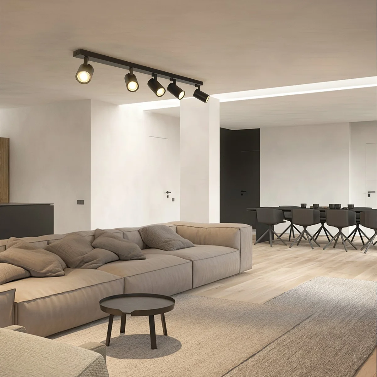 Φωτογραφία προϊόντος: Globostar kelvo® SPOTA KLV-101-0142 Κινούμενο Φωτιστικό Σποτ Οροφής για 5 Λάμπες MR16 με Ντουί GU10 AC 220-240V IP20 - Μαύρο Ματ - Μ79.5 x Π6.3 x Υ14cm
