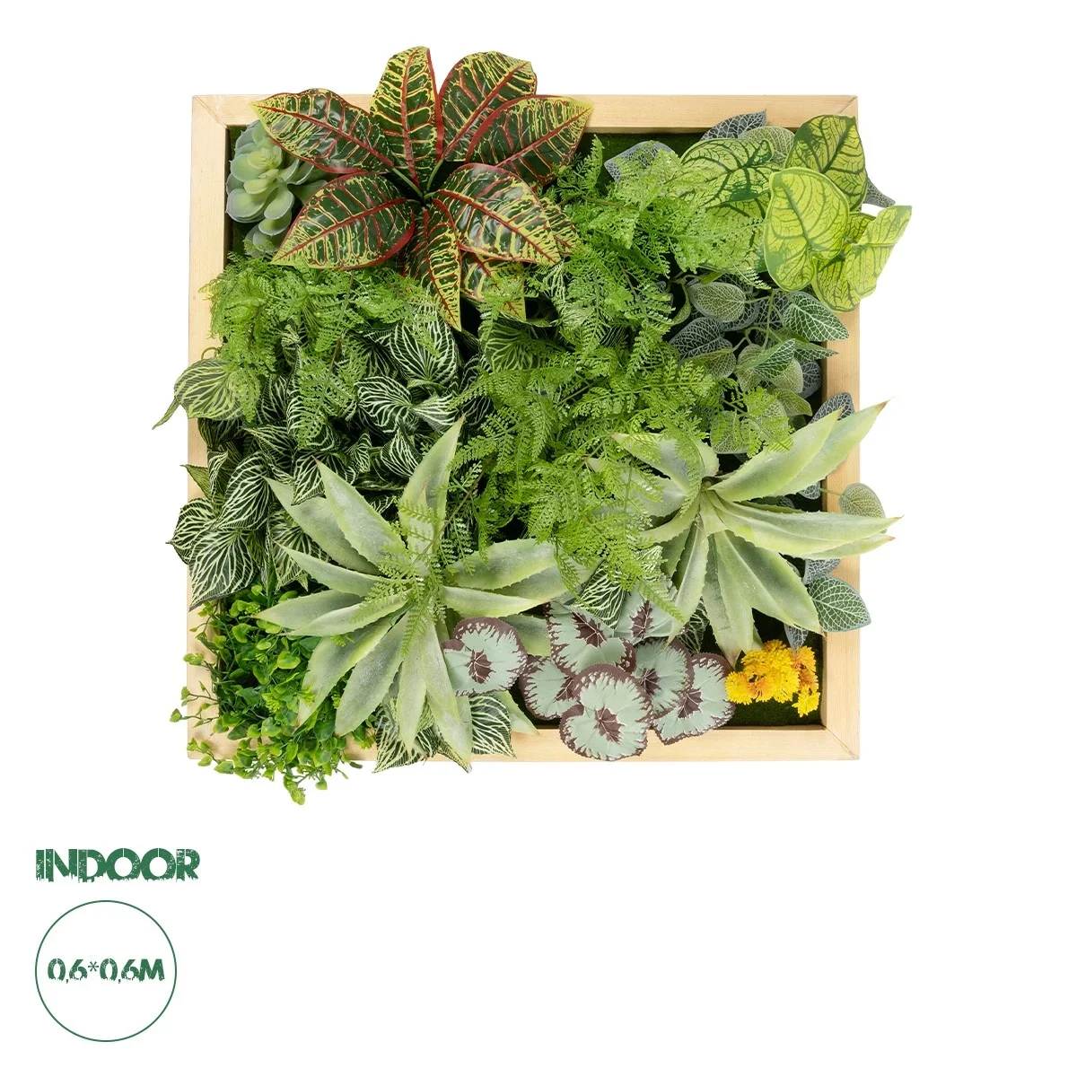 Φωτογραφία προϊόντος: GloboStar® Artificial Garden VARIOUS PLANT 20641 Τεχνητό Διακοσμητικό Φυλλωσιάς σε Ξύλινο Πάνελ - Κάθετος Κήπος Μιξ Μ60 x Π60 x Υ32cm