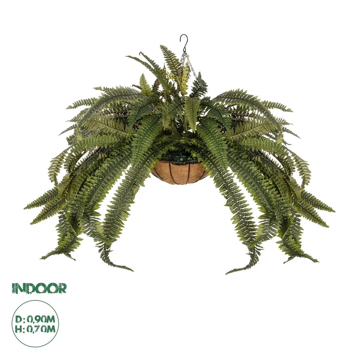 Φωτογραφία προϊόντος: GloboStar® Artificial Garden FERN HANGING PLANT 20622 Τεχνητό Κρεμαστό Διακοσμητικό Φυτό Φτέρης Π90 x Μ90 x Y70cm