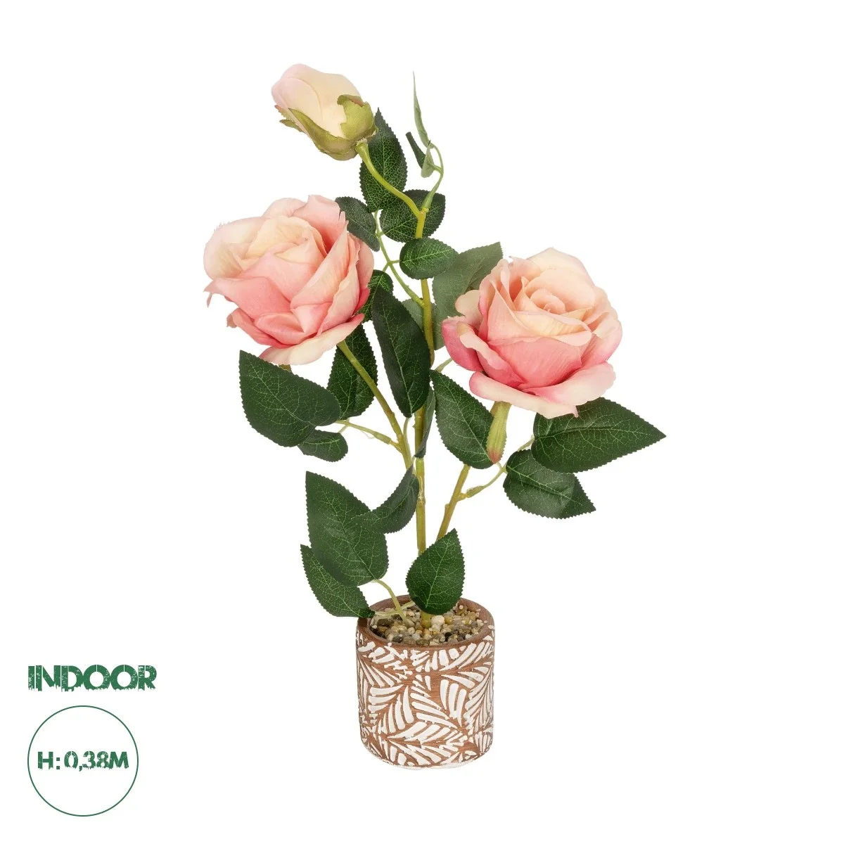Φωτογραφία προϊόντος: GloboStar® Artificial Garden PINK ROSE 20984 Διακοσμητικό Φυτό Ροζ Τριαντάφυλλα Υ38cm