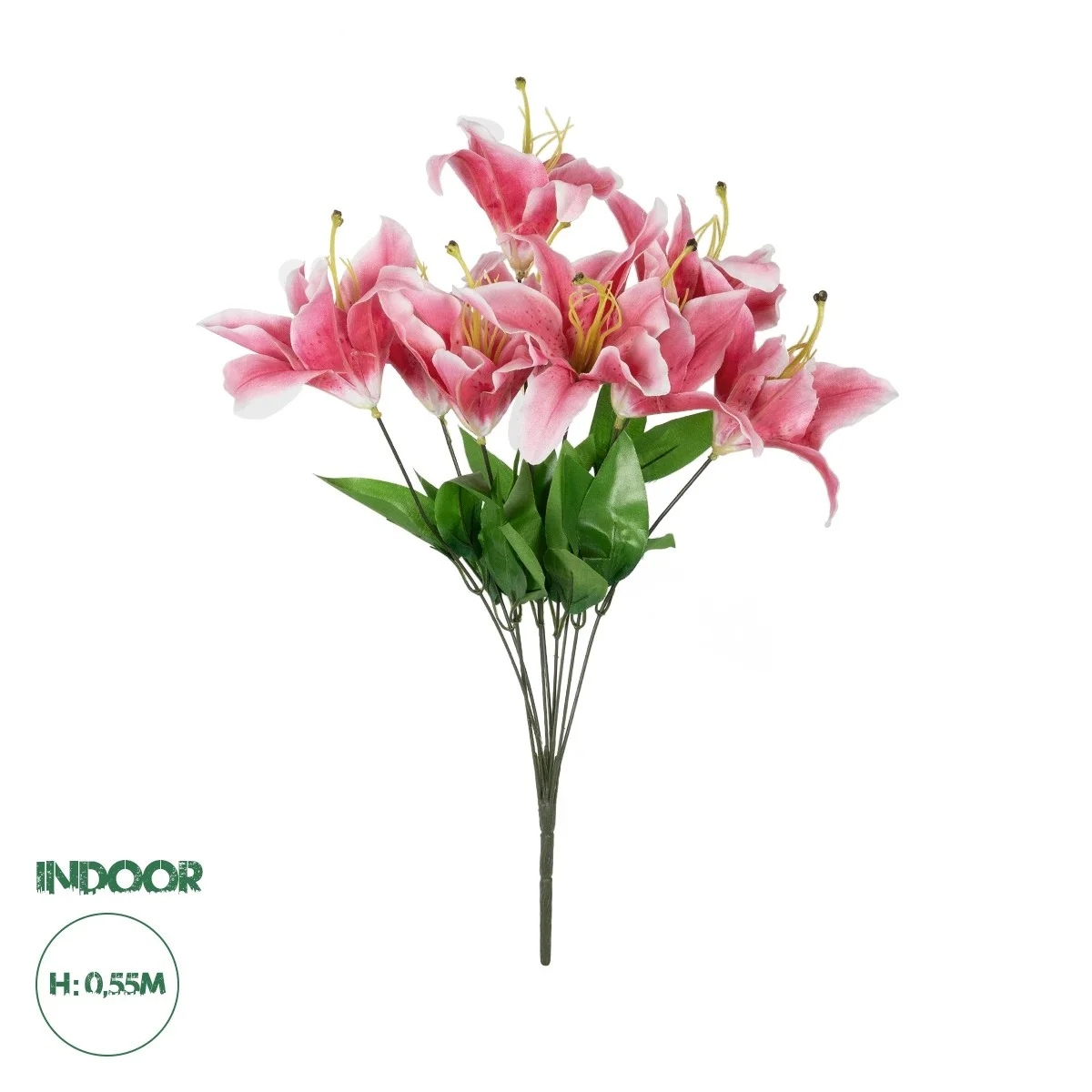 Φωτογραφία προϊόντος: GloboStar® Artificial Garden PINK LILY BOUQUET 21314 Τεχνητό Διακοσμητικό Μπουκέτο Ροζ Κρίνα Y55cm