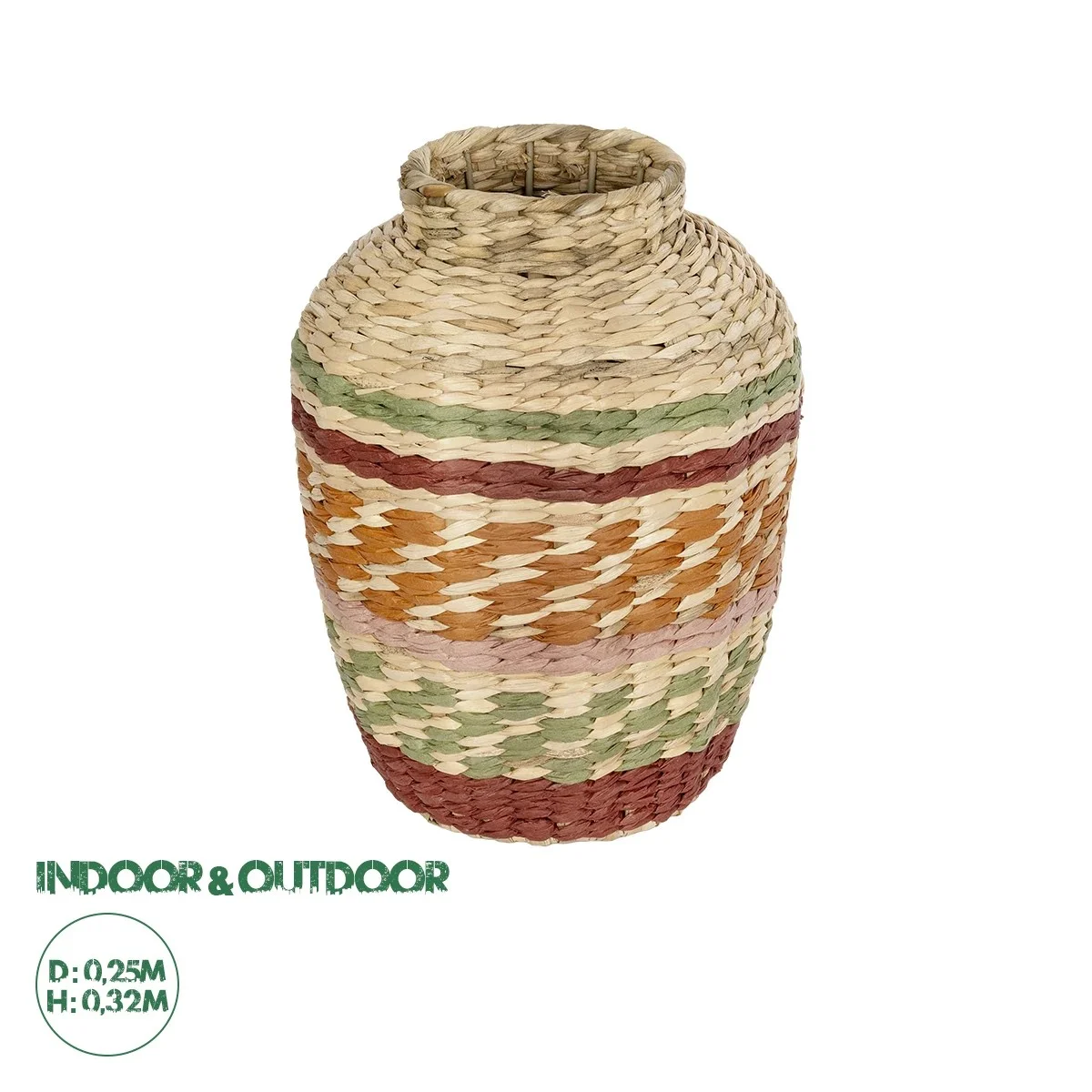 Φωτογραφία προϊόντος: GloboStar® Artificial Garden TORONTO 21224 Διακοσμητικό Πλεκτό Καλάθι - Κασπώ Γλάστρα - Flower Pot Μπεζ με Πολύχρομο Π25 x M25 x Υ32cm