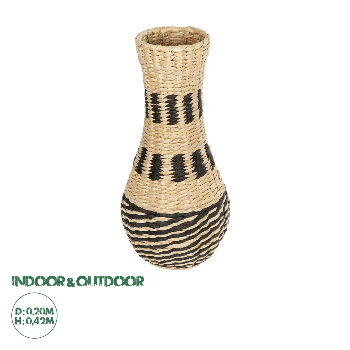 Φωτογραφία προϊόντος: GloboStar® Artificial Garden BOLOGNA 21228 Διακοσμητικό Πλεκτό Καλάθι - Κασπώ Γλάστρα - Flower Pot Μπεζ με Μαύρο Π20 x M20 x Υ42cm