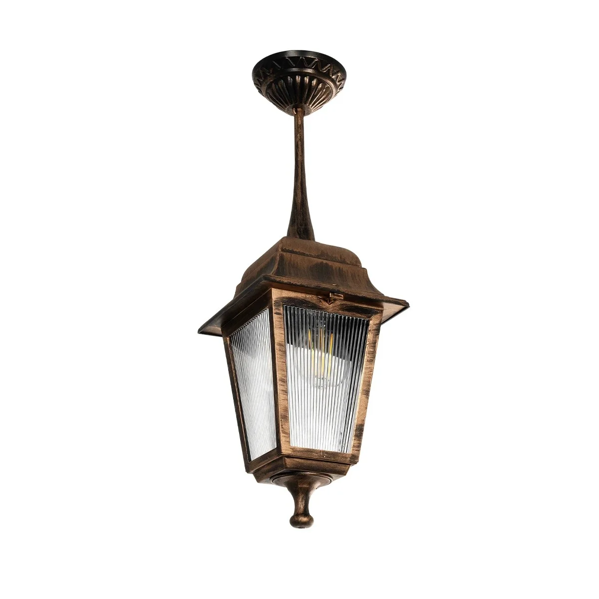 Φωτογραφία προϊόντος: GLOBOSTAR® SOLME 203-0214 Vintage Φωτιστικό Οροφής με Ντουί 1 x E27 AC 220-240V IP44 - Χάλκινο - Μ15 x Π15 x Υ27cm