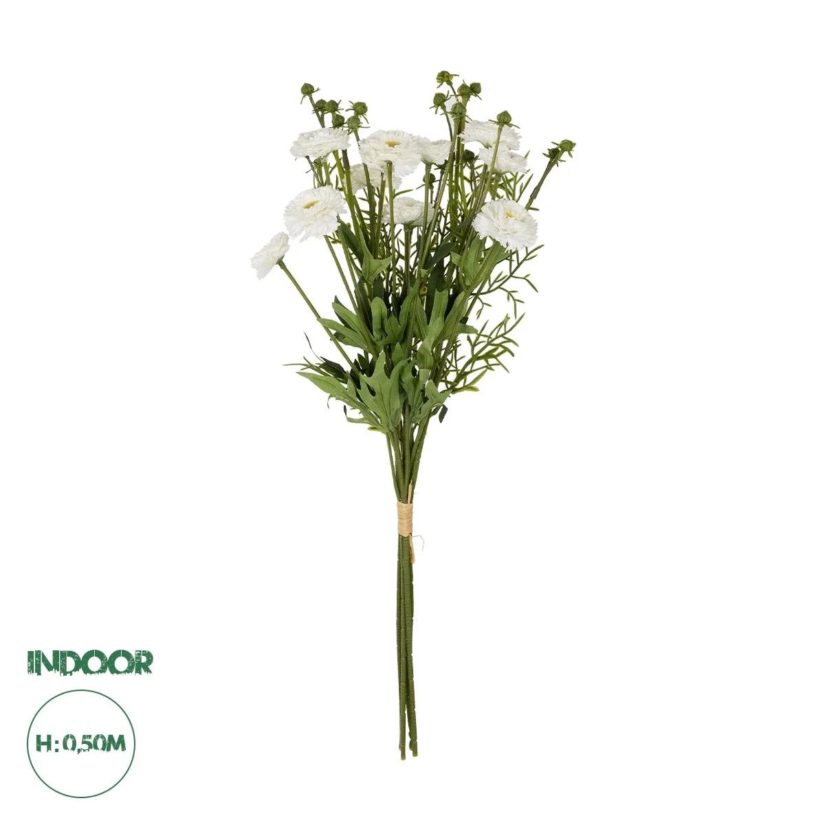 Φωτογραφία προϊόντος: GloboStar® Artificial Garden WHITE CHRYSANTHEMUM BOUQUET 21330 Τεχνητό Διακοσμητικό Μπουκέτο Λευκό Χρυσάνθεμο Y50cm
