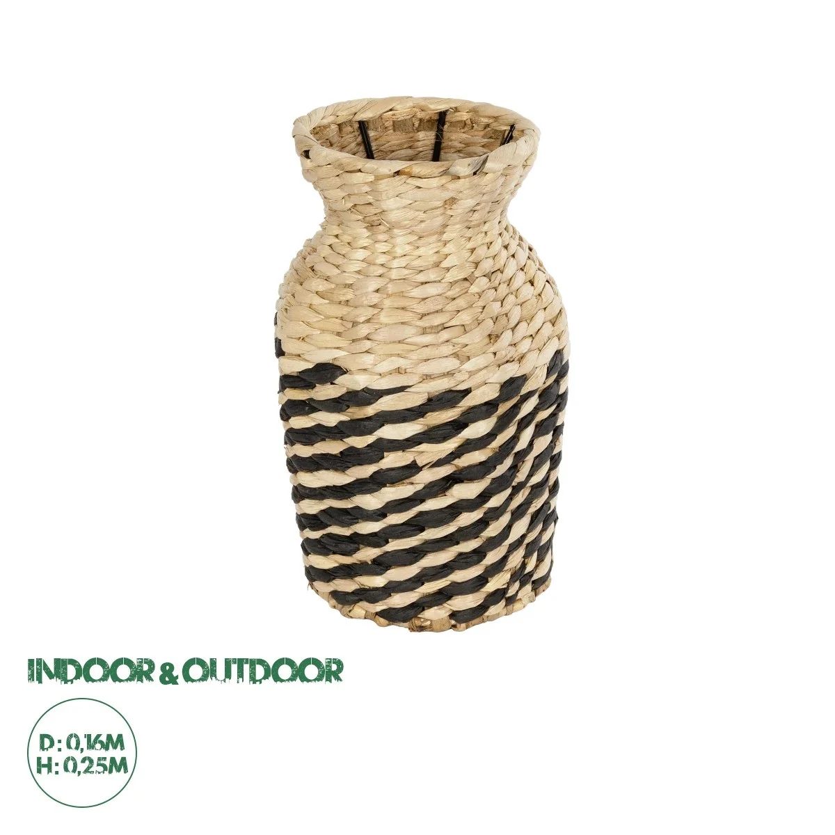 Φωτογραφία προϊόντος: GloboStar® Artificial Garden VERSALLES 21226 Διακοσμητικό Πλεκτό Καλάθι - Κασπώ Γλάστρα - Flower Pot Μπεζ με Μαύρο Π16 x M16 x Υ25cm