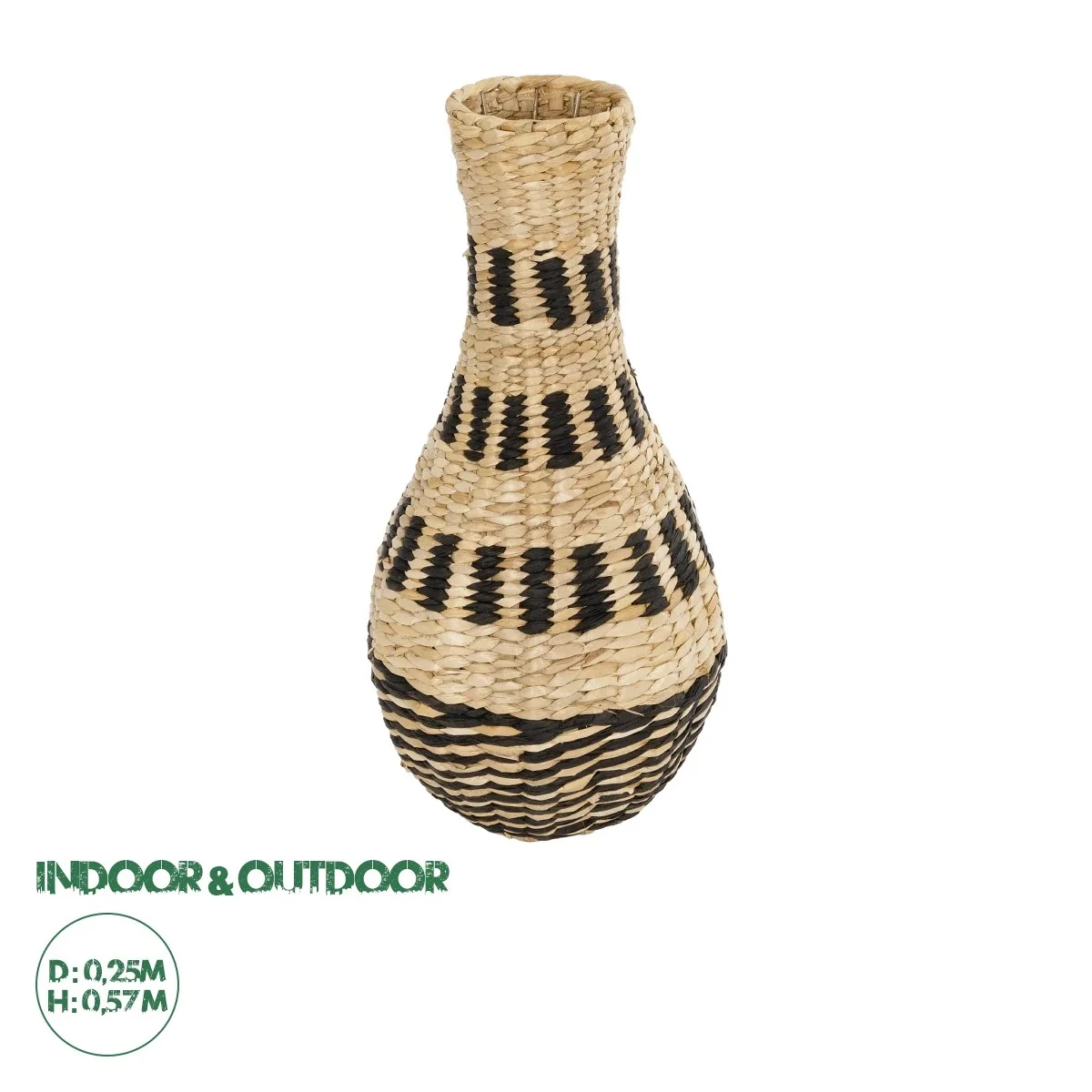 Φωτογραφία προϊόντος: GloboStar® Artificial Garden HAVANA 21230 Διακοσμητικό Πλεκτό Καλάθι - Κασπώ Γλάστρα - Flower Pot Μπεζ με Μαύρο Π25 x M25 x Υ57cm