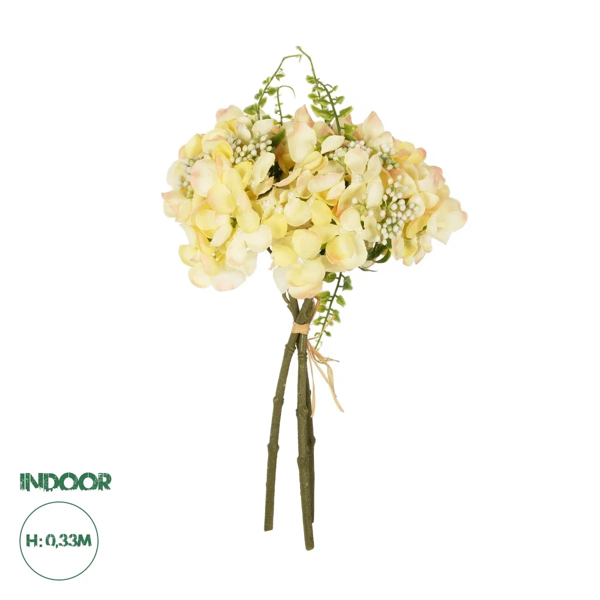 Φωτογραφία προϊόντος: GloboStar® Artificial Garden YELLOW HYDRANGEA BOUQUET 21315 Τεχνητό Διακοσμητικό Μπουκέτο Κίτρινη Ορτανσία Y33cm