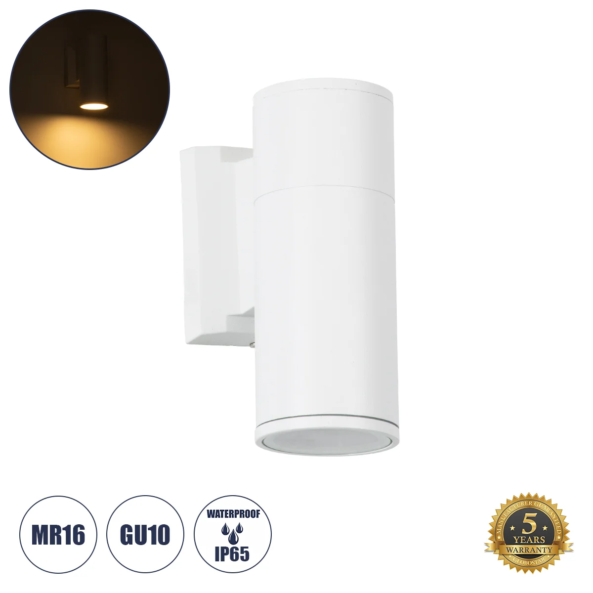 Φωτογραφία προϊόντος: GLOBOSTAR® WALLY 77870 Μοντέρνο Φωτιστικό Τοίχου - Απλίκα με Ντουί 1 x GU10 AC 220-240V Αδιάβροχο IP65 - Λευκό Ματ - Μ6.4 x Π11 x Υ17cm
