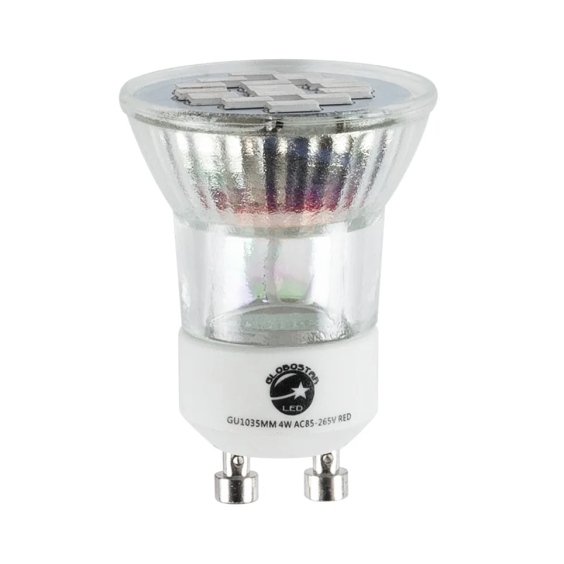 Φωτογραφία προϊόντος: GloboStar® 76009 Σποτ LED GU10 MR11 4W 300lm 120° AC 85-265V με Λευκό Γαλακτερό Γυαλί Κόκκινο - 2 Χρόνια Εγγύηση