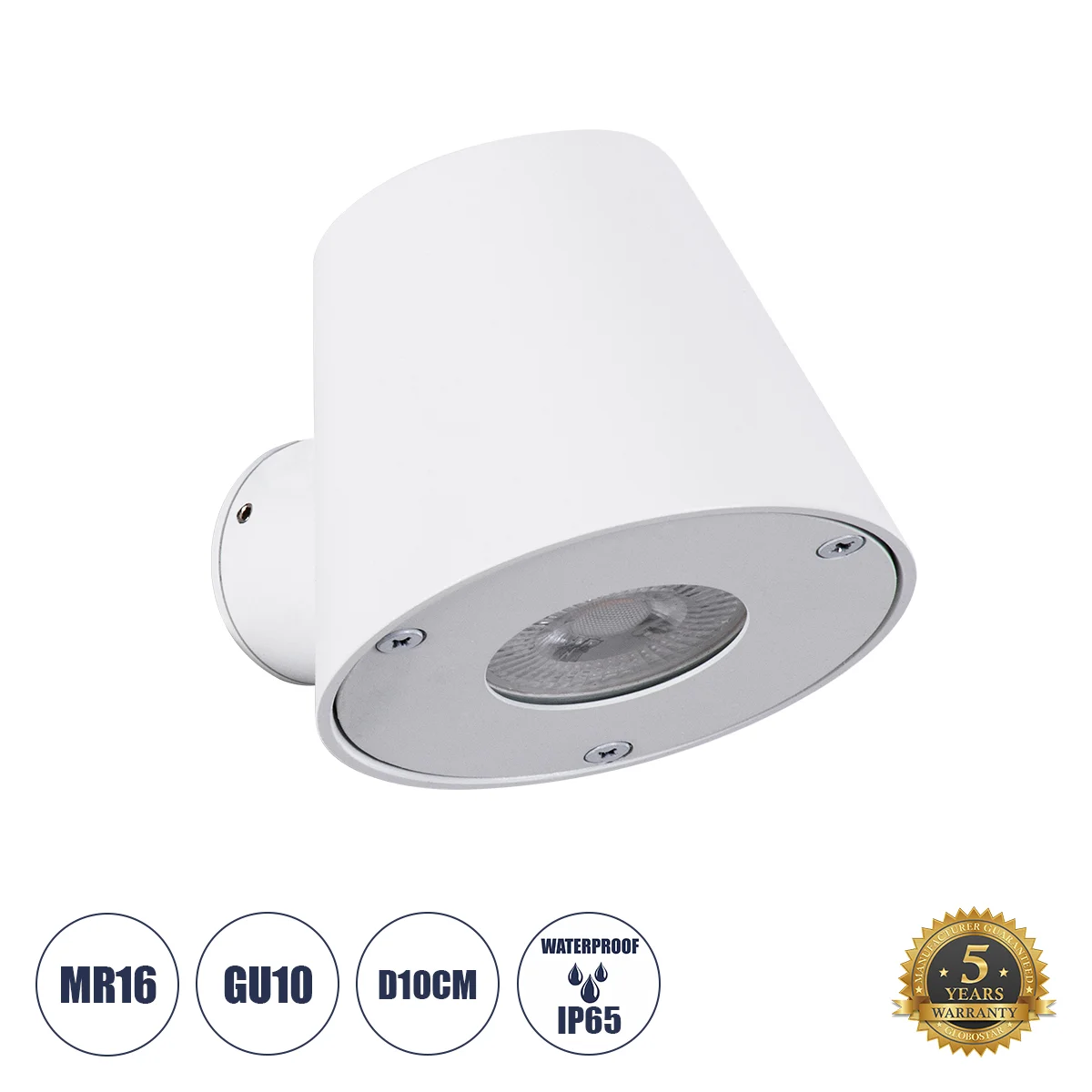 Φωτογραφία προϊόντος: GLOBOSTAR® GARDENIA 60793 Μοντέρνο Φωτιστικό Τοίχου - Απλίκα με Ντουί 1 x GU10 AC 220-240V Αδιάβροχο IP65 - Λευκό Ματ - Μ9.5 x Π13 x Υ7.7cm