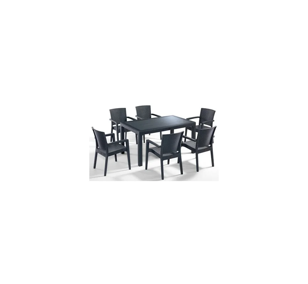 Φωτογραφία προϊόντος: Novussi Defence τραπεζαρία 150x90 (set 7τμχ ή χωρίς τζάμι) Ανθρακί 90cm x 150cm