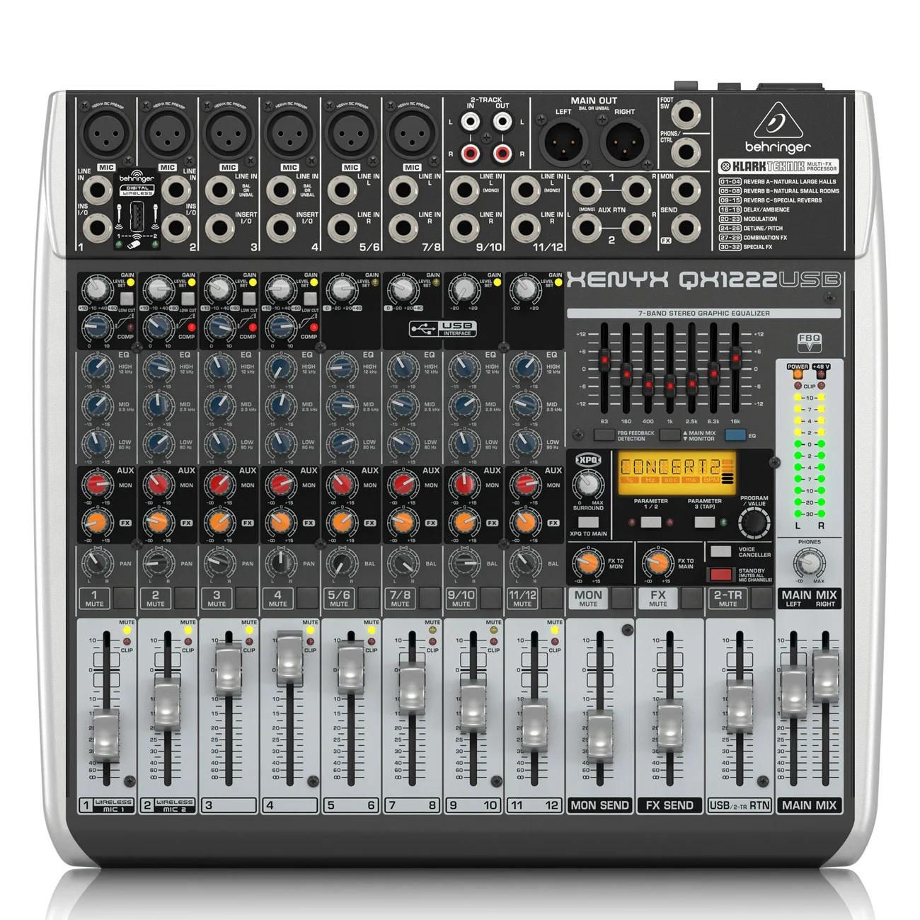 Φωτογραφία προϊόντος: Behringer XENYX QX1222USB - Κονσόλα μίξης ήχου 16 εισόδων με Multi-FX και USB