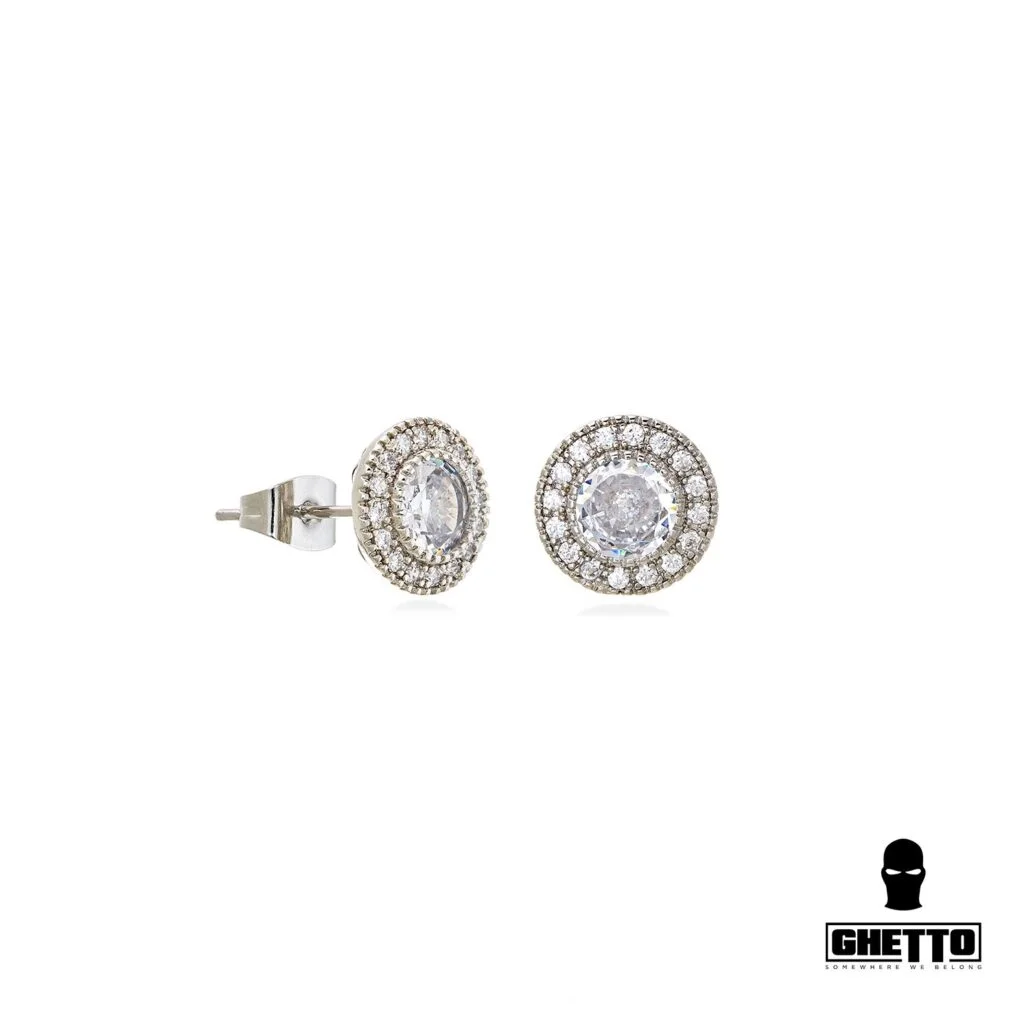 Φωτογραφία προϊόντος: Ghetto 2023 Hip Hop Jewelry Round Stud Earrings Iced Out