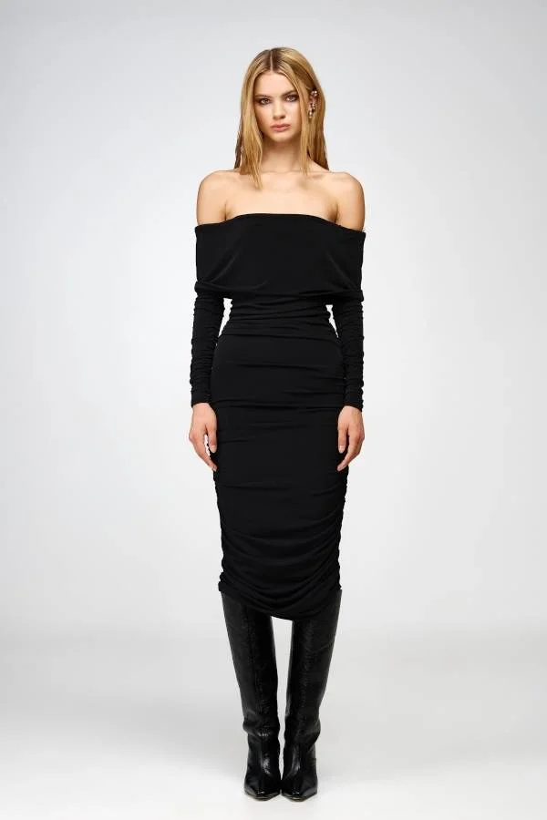 Φωτογραφία προϊόντος: Studio83 Ruffle Midi Dress Black PF141
