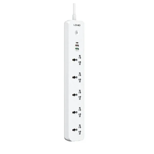 Φωτογραφία προϊόντος: OEM Ldnio SC5319 Πολύπριζο 2500W 5AC+2Α+1C Universal με Καλώδιο 2m Λευκό