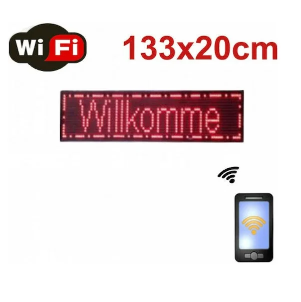 Φωτογραφία προϊόντος: OEM WiFi Κυλιόμενη Πινακίδα LED Μονής Όψης Αδιάβροχη SDS-8793 133x20cm Κόκκινο