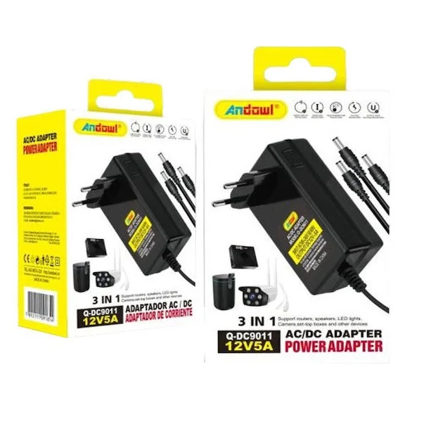 Φωτογραφία προϊόντος: OEM Andowl Q-dc9011 Universal Τροφοδοτικό 12 5A 60W με σετ βυσμάτων
