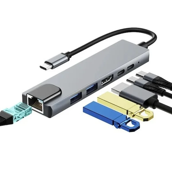 Φωτογραφία προϊόντος: OEM USB-C Docking Station με HDMI 4K PD Ethernet Γκρι (KLN-089115)
