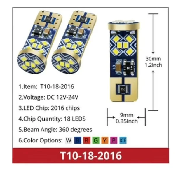 Φωτογραφία προϊόντος: OEM Λάμπες Σωληνωτές T10 18SMD-2016 3.6W 12-24V W17737